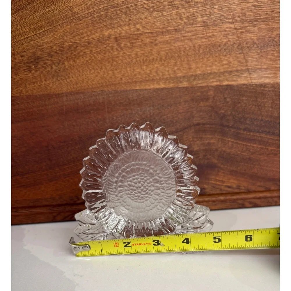 Vintage Clear Pressed Glass Sunflower Votive Candle Holder Tea Light Decor